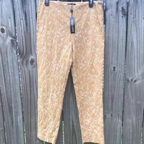 Anthropologie Paperwhite Gold Lace Pants - Picture 2 of 4